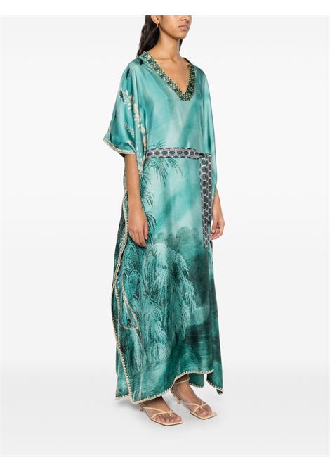 Kaftano in seta stampata turchese PIERRE LOUIS MASCIA | ALOE/S-KL12428515004/101